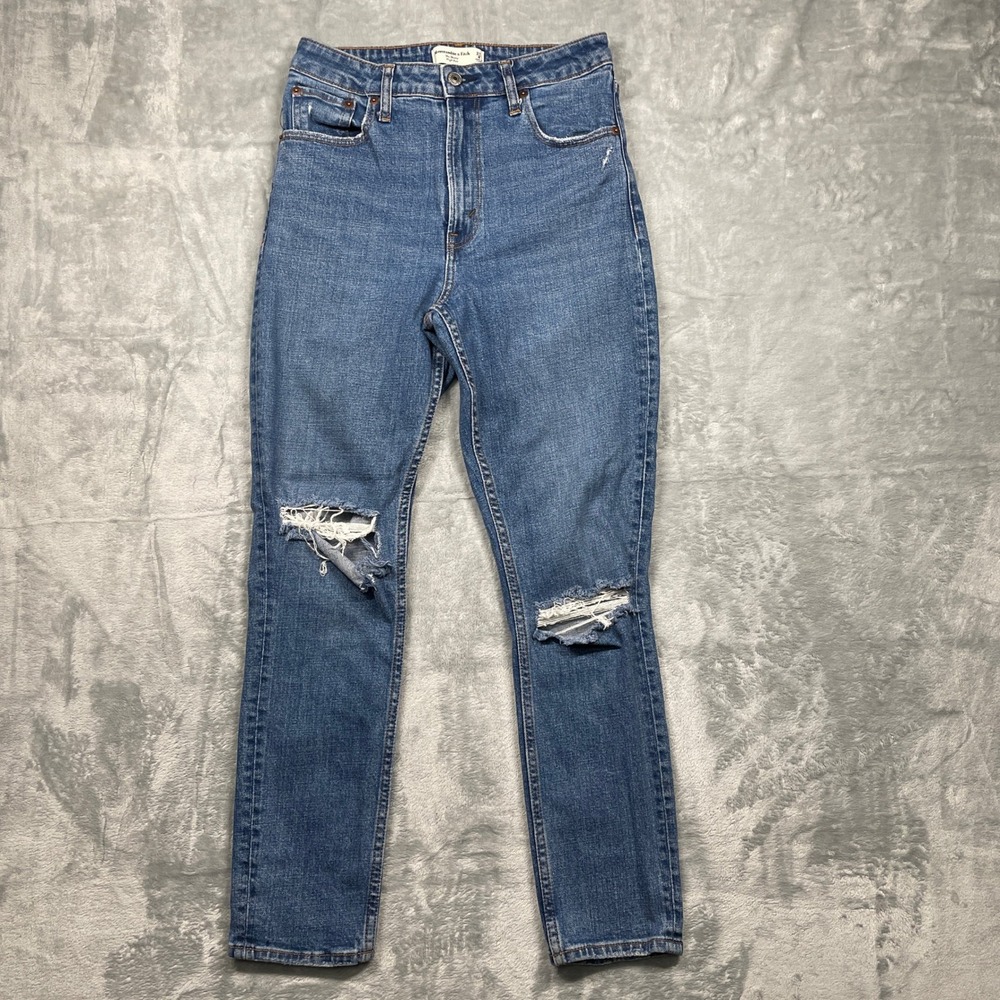 Abercrombie Fitch The Skinny High Rise Curve Love Distressed Jeans Womens S 27 4
